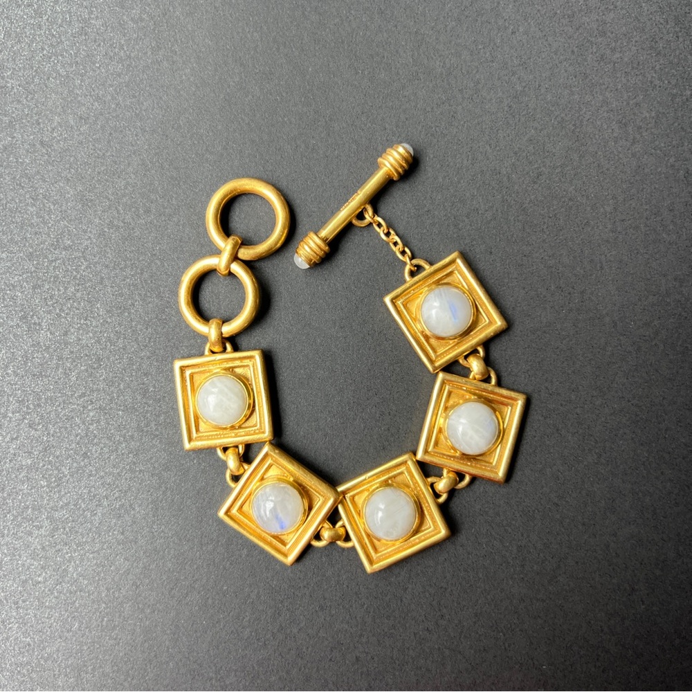 Julie Vos Gold Bracelet with White Cabochons